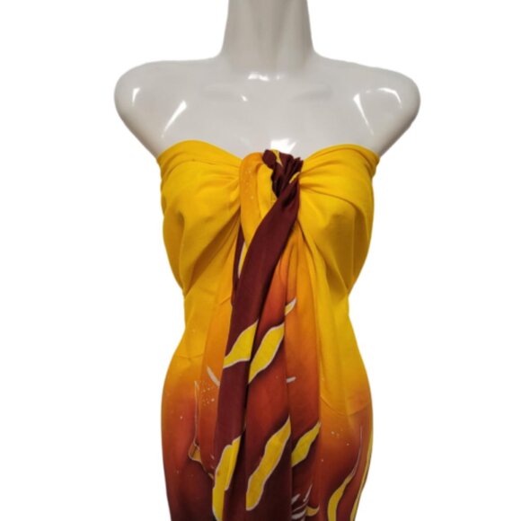 Womens Sarong Cotton Wrap, Handpainted Batik Wrapskirt Beach Pareo Beachwear-NEW - Picture 7 of 12